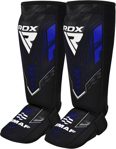 RDX IMMAF Approved Shin Guards, Competition Level Neoprene Shin Pads for Sparring and Grappling, MMA Kickboxing, Professional Shin Insteps Protection, Men Women - color: Blue, size: Small