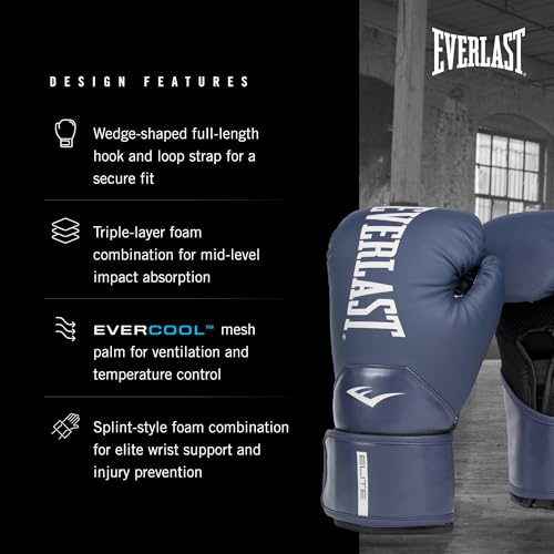 Everlast Elite 2 Boxing Gloves - color: Navy, size: 16 oz