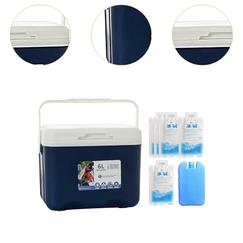 Menolana Camping Cooler, Ice Box Chest, for Freeze/Hot Food 6 L with Ice Pack Cold Storage Case for Yard Camping Beach Hiking Fishing - color: Blue