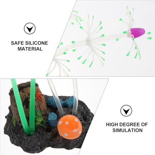 BESPORTBLE Artificial Silicone Water Grass Aquarium Plant Fluorescent Green Fake Underwater Grass Fish Tank Landscape Decor for Aquarium Accessories
