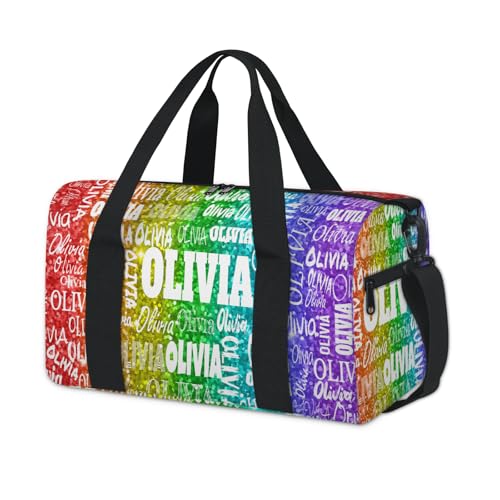 Custom Name Dance Bag, Bright Colorful Red Green Purple Sequins Glitter - color: Bright Colorful