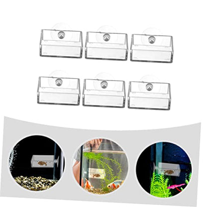 LIOOBO 6pcs Acrylic Aquarium Feeding Plates Suction Cups Dishes for Shrimp and Fish Tanks Convenient Food Feeders Easy to Clean and Install