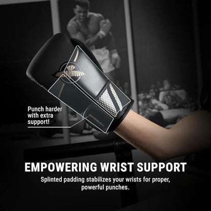 Hayabusa Sport Boxing Gloves - Dual-Splinted - color: Black / Gold, size: 14oz