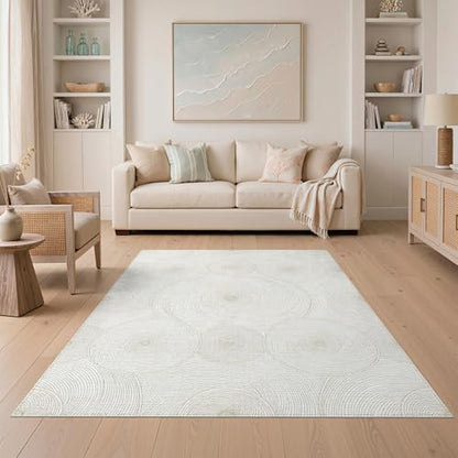 5'x7' Washable Abstract Geometric Area Rug, Cream Non-Shedding Pet Friendly Carpet for Small Living Room, Playroom, Bedroom, Easy Care Kids Safe Mat | Ref:1955516 - color: Beige/Pattern 19, size: 5' x 7' (Rectangular)