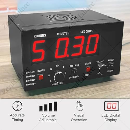 Professional Boxing Interval Timer,Gymnastics Interval Timer with LED Display,Adjustable Volume Button Knob,Cycle Repetitions for Home Gym Kickboxing Training (Red) Blue - color: Blue
