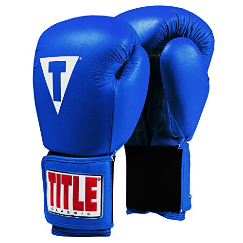 Title Classic Leather Elastic Training Gloves 2.0 - color: Blue, size: 16 oz