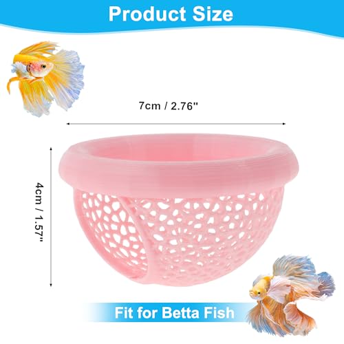 Betta Hideout Cave, Aquarium Floating Betta Hideout, Multi-Functional Betta Fish Hammock, Pink