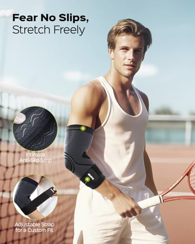 Rakiie 2 Pack Elbow Brace Compression Sleeve with Straps, Black S - color: Black, size: Small