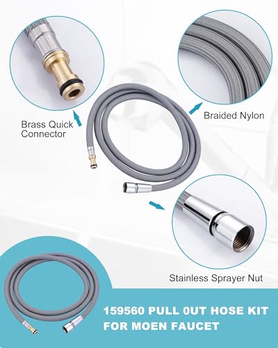 159560 Replacement Hose Kit Compatible with Moen Pullout Style Kitchen Faucets, 68" Quick Connect Hose