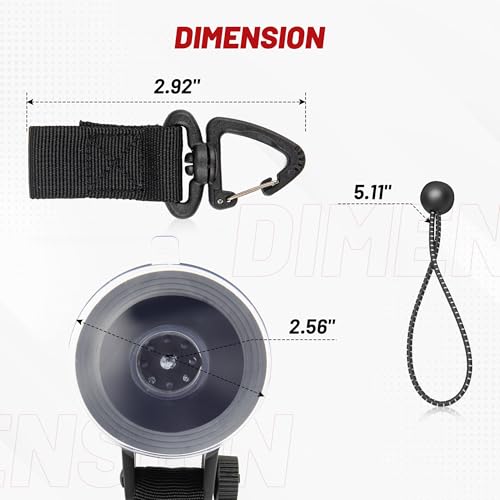 RED WOLF Heavy Duty 65MM Suction Cup Anchor Tie Down with Rotatable Hanging Hook Hold up to 22 LBs/10KG Each for Outdoor Camping Tarp Car Window Ceiling Awning RV Board Boat Vehicle Glass Surfing 2PC - size: 65MM Suction Cup