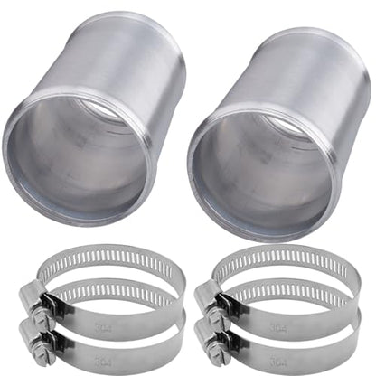 AC PERFORMANCE 2.5" (63mm) OD Aluminum Alloy Hose Joiner Silicone Pipe Connector Bead, 4" Length with 304 SS Clamps, Pack of 2 - size: 2.5" (63mm) - 2PCS