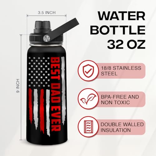 Best Dad Ever Water Bottle 32oz Stainless Steel Insulated Water Bottles - Gifts for Dads Daddy Father Papa from Son Daughter - Fathers Birthday Christmas - color: Dad 4