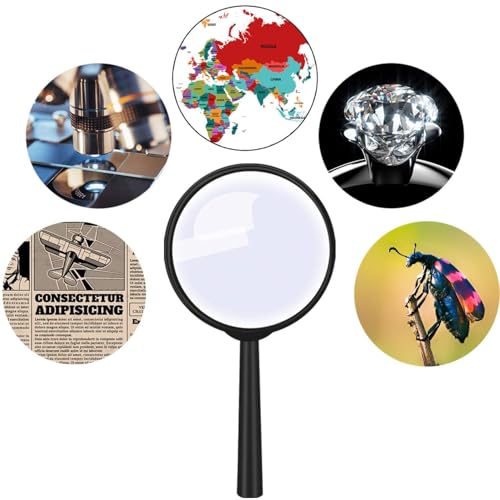 Elcoho 12 Pack Handheld Magnifier Plastic Magnifying Glass for Reading Jewelry Home Office Desk Accessories with Storage Bag