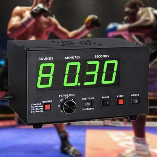 CHEFFS Professional Gym Timer with LED Display, Selectable Training Time and Cycle Repetitions, Adjustable Sound Gym Interval Timer for Muay Thai/MMA/Kickboxing(Red)