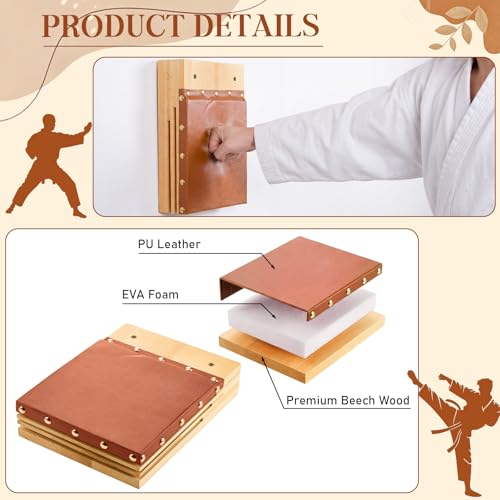 Novabright Clapper Makiwara 12x 8.7 Inch Makiwara Board Strike Pad Portable Wall Mount Handheld Punching Martial Arts Karate Taekwondo Training Equipment for Home Gym Garage Dorm