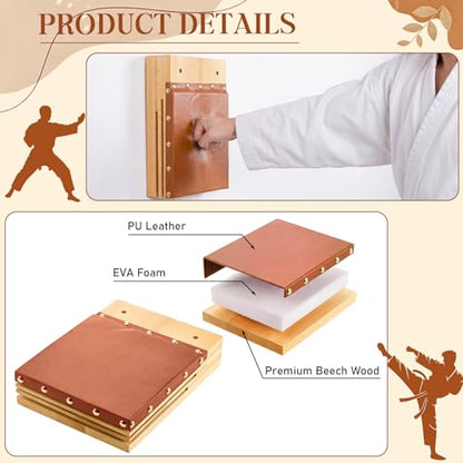 Novabright Clapper Makiwara 12x 8.7 Inch Makiwara Board Strike Pad Portable Wall Mount Handheld Punching Martial Arts Karate Taekwondo Training Equipment for Home Gym Garage Dorm