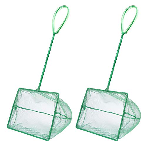 Mogoko 2 Pack Aquarium Net Fish Net, Small Net, Multi-Size Fine Mesh Aquarium Net with Long Plastic Handle for Fish Tank - color: 1. Green, size: 6 Inch