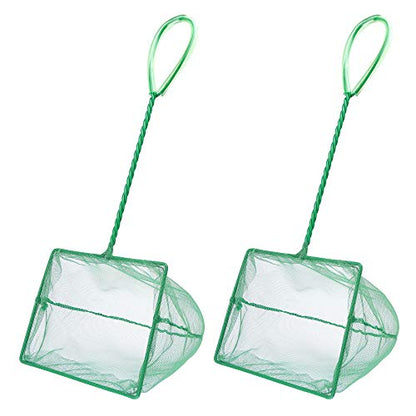 Mogoko 2 Pack Aquarium Net Fish Net, Small Net, Multi-Size Fine Mesh Aquarium Net with Long Plastic Handle for Fish Tank - color: 1. Green, size: 6 Inch