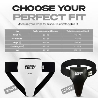 Green Hill Boxing PU Leather Groin Guard with Foam Padding - color: Black, size: Medium