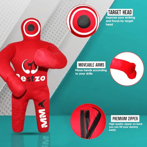 Bestzo Kids MMA Grappling Dummy - Unfilled Canvas Wrestling & BJJ Training Bag for Judo, Karate & Self Defense (48-Inch)