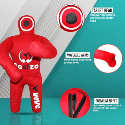 Bestzo Kids MMA Grappling Dummy - Unfilled Canvas Wrestling & BJJ Training Bag for Judo, Karate & Self Defense (48-Inch)