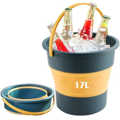 Collapsible Bucket 4.5 Gallon/17L Large Plastic Household Cleaning Mop Buckets Foldable Water Bucket for Car Wash Fishing Camping Beach (Blue)