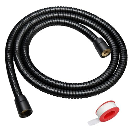 Shower Hose Extra Long 59 Inches Handheld Shower Head Hose with Brass Insert and Nut - Durable and Flexible - Black