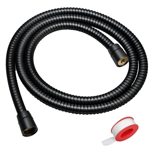 Shower Hose Extra Long 59 Inches Handheld Shower Head Hose with Brass Insert and Nut - Durable and Flexible - Black