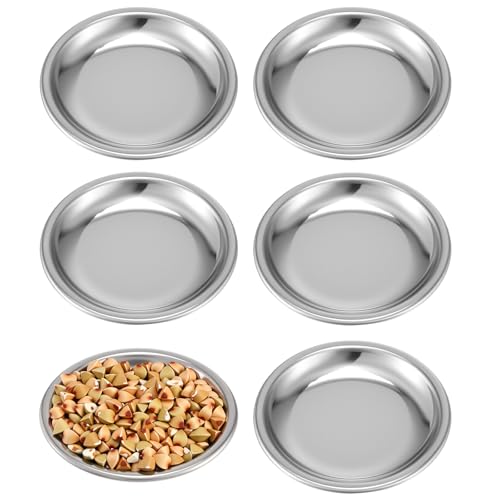 6 Pcs Hermit Crab Food and Water Bowl, Small Food Dish Water Dish Tiny Stainless Steel Feeding Dishes for Hermit Crab Cricket Snail Gecko Insect