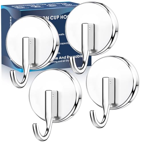 Suction Cup Hooks for Shower, Shower Hooks Mounting on Glass Doors, Tile, Mirrors, Metals,Hook for Hanging Towels, Robe, Loofah, Jackets-Chrome(4 Pack) - color: 4pcs Chrome