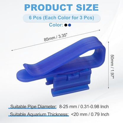Fish for Tank Mounting Clip, Adjustable Hose Clamp Mounting Clip Water Pipe Hose Holder for 0.3"-1" Dia Tube, (Blue/Black), Intended for Aquarium Air Pump/Pipe Organizer