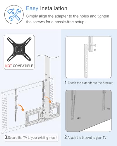 Steel VESA Extension Brackets for TV Ceiling/Wall Mounts, Adjustable Heavy Duty Vertical VESA Extender Replacement Bracket (Black) - color: Black (TV)