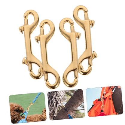 Brass Double End Snap Hooks 4 Pcs Oval for Straps and Belting - size: 4pcs