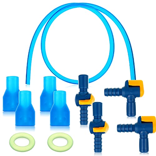 13 Pcs Bite Valve Replacement, Includes 6 Pcs Silicone Replacement Nozzle, 4 Straight and Angled Hose Connector, 2 Tube O Ring and Insulated Tube for Hydration Bladder Backpack Water Reservoir