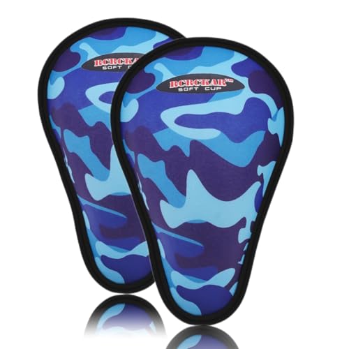 2-Pack Soft Foam Athletic Protective Cup, Flexible Lightweight Sports Guard Cup for Baseball, Football, Lacrosse, Hockey - color: blue