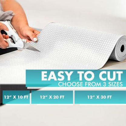 Kitchen Drawer Liners Shelf Liners for Kitchen Cabinets - Truly Non Slip, Non Adhesive Kitchen Cupboard Liners - Easy Cut/Fit, Protect Any Shelves, Wardrobe, Bathroom Surfaces (White, 30 x 900cm) - color: White, size: 30.48 cm x 9144