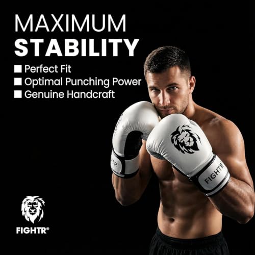 FIGHTR® Boxing Gloves - Pro Training Sparring Gloves - color: White / Black, size: 14 oz