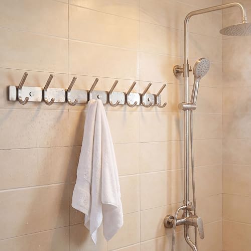 WEBI Heavy Duty 24 Inch SUS 304 Coat Bath Towel Hook Hanger Rail Bar with 8 Hooks,Brushed Finish,for Bedroom,Foyers,Hallways Home Office Storage Organization, C-CBG08 - size: 8 Hooks