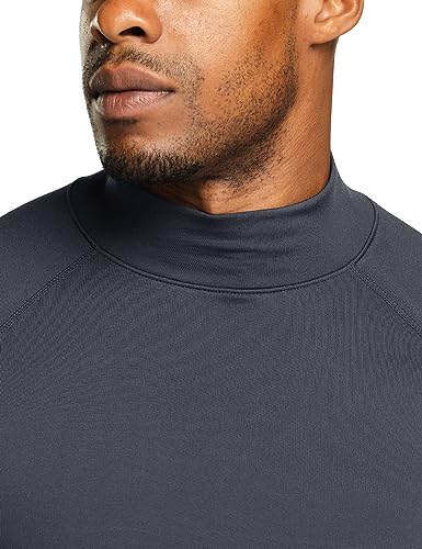 TSLA Men's Thermal Long Sleeve Compression Shirts, Mock/Turtleneck Winter Sports Running Base Layer Top - color: Mock Neck Charcoal, size: Medium