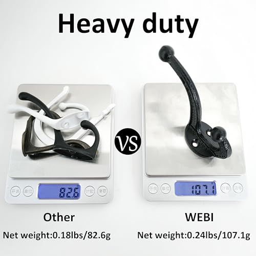 WEBI Rustic Coat Rack Wall Mount,24" Long 6 Cast Iron Coat Hooks Wall Mounted,Heavy Duty Wood Wall Coat Hanger Hooks for Hanging Coats,Jacket,Clothes,Backpack,Farmhouse,Gray,2 Packs - color: Gray, size: 24 Inch(2 Packs)