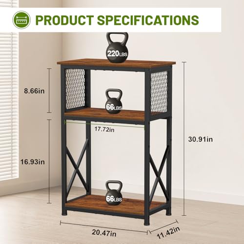 Snughome 10 Gallon Aquarium Stand, 3-Tier Storage Fish Tank Stand 220 lb Top, Fits 5/10 Gallon , Waterproof / Small Space, 20.47" x 11.42" x 30.91", Rustic Brown - color: Rustic Brown, size: 10 Gallon