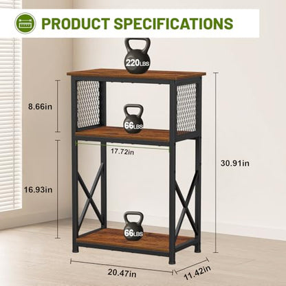 Snughome 10 Gallon Aquarium Stand, 3-Tier Storage Fish Tank Stand 220 lb Top, Fits 5/10 Gallon , Waterproof / Small Space, 20.47" x 11.42" x 30.91", Rustic Brown - color: Rustic Brown, size: 10 Gallon