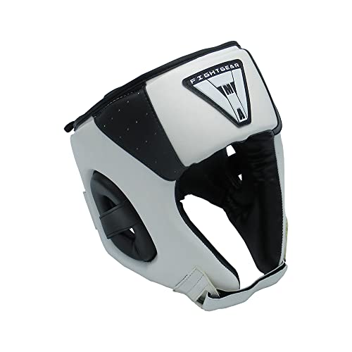 TMA Adult Headgear for Boxing, MMA Training and Kickboxing, Helmet for Sparring, Muay Thai and Taekwondo - color: White