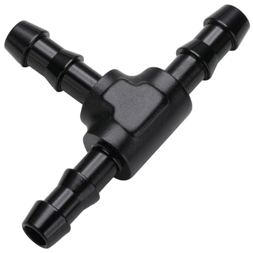 1/4" 6mm Hose Barb Tee T Fitting Adapter Aluminum Black - size: 6mm