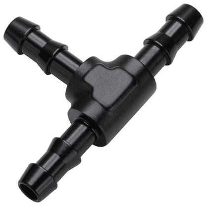 1/4" 6mm Hose Barb Tee T Fitting Adapter Aluminum Black - size: 6mm