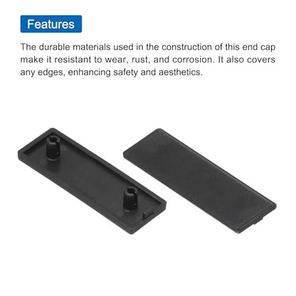 MECCANIXITY 20Pcs Standard Plastic Rectangle Aluminum Extrusion End Cap Black Hole Dia 5.2mm 60x20mm for Trolley, Fish Tank Rack, Storage Rack - size: 60x20mm