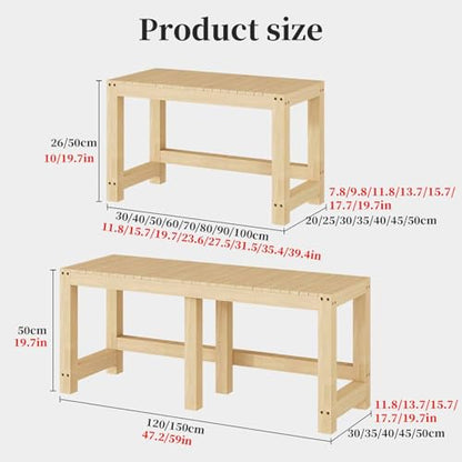 FORRTY Solid Wood Aquarium Stand – Heavy Duty Wooden Fish Tank Stand | Reptile Cage Stand | Indoor Plant Stand | Printer Table | Multi-Purpose Storage Rack | Brown/Natural | 12"-59"(30-150cm) Width(Wo
