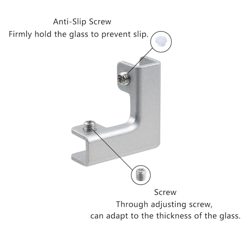 Geesatis 4Pcs L Shape Glass Fixing Clip Accessories,Aluminum Alloy,Reinforced Clip for Rimless Aquarium Shower Door Cube Glass Panel Fixing(Silver) - style: L Shape Glass Fixing Clip（Silver）