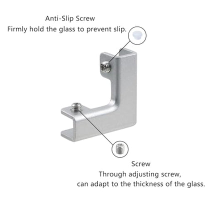 Geesatis 4Pcs L Shape Glass Fixing Clip Accessories,Aluminum Alloy,Reinforced Clip for Rimless Aquarium Shower Door Cube Glass Panel Fixing(Silver) - style: L Shape Glass Fixing Clip（Silver）