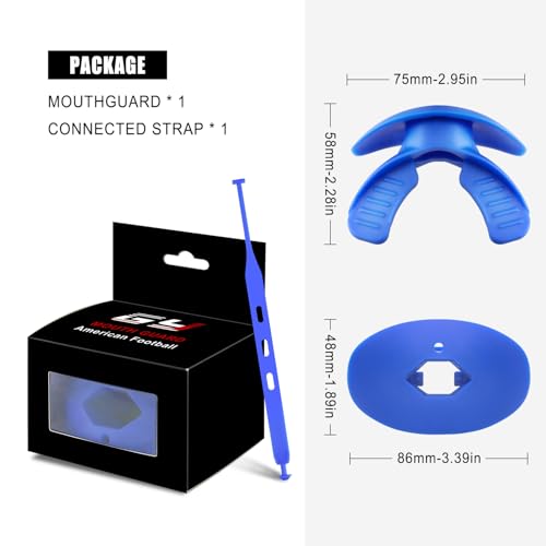 Gy Football Mouth Guard Football Mouthpiece, Mouthguard with Strap for Hockey/Lacrosse/Wrestling/Boxing/Basketball, Fits Adults/Youth/Kids 11+ (Bule) - color: Bule